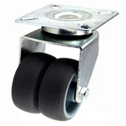 Doppel Lenkrolle Ø50mm Tragkraft 70kg Grau Vollgummi Transportrolle Laufrolle