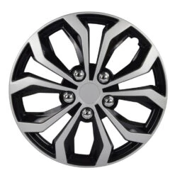 Unitec Radkappen 14 Zoll, 4 Stück, Silber-schwarz