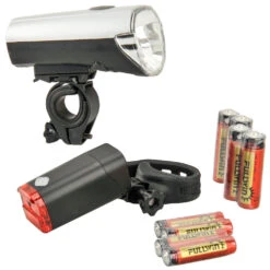 FISCHER Fahrrad Batterie LED Beleuchtungs Set 30 / 15 Lux