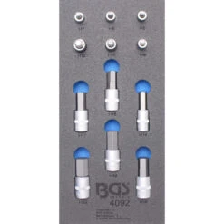 BGS Werkstattwageneinlage 1/3 Mit 12-teiligen Bit Und Bit-Einsätzen Innensechskant 1/2"