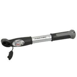 FISCHER Fahrrad Mini Luftpumpe, Doppelhub, Manometer