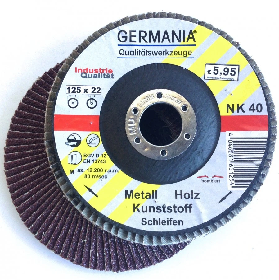 Fächerscheibe 125x22,23 NK40 Bombiert Fächer Schleifscheibe Lamellenscheibe 3 Fächerscheibe 125x22,23 NK40 Bombiert Fächer Schleifscheibe Lamellenscheibe