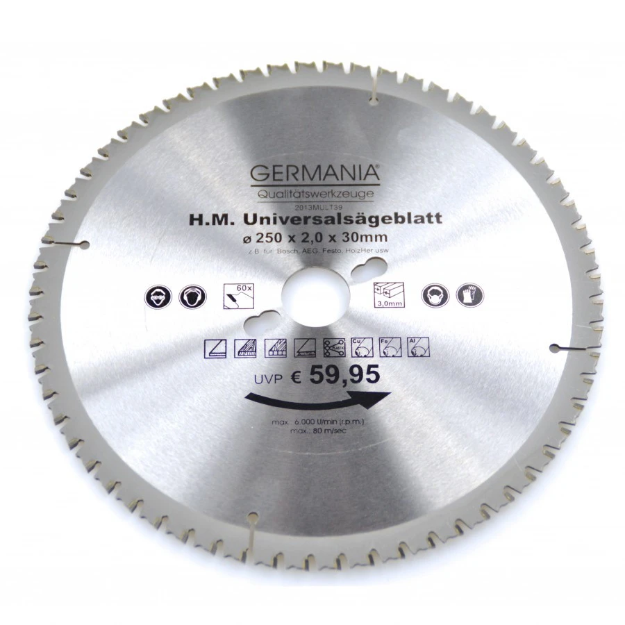 HM Multi Sägeblatt 250x30mm 60Zähne Universal Alu Holz Kunststoff Kreissägeblatt 3 HM Multi Sägeblatt 250x30mm 60Zähne Universal Alu Holz Kunststoff Kreissägeblatt