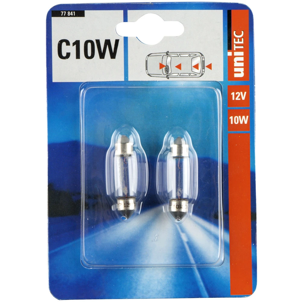 Soffittenlampe C10W, 2 Stück, 12V, 10W, SV8,5-41 3 Soffittenlampe C10W, 2 Stück, 12V, 10W, SV8,5-41