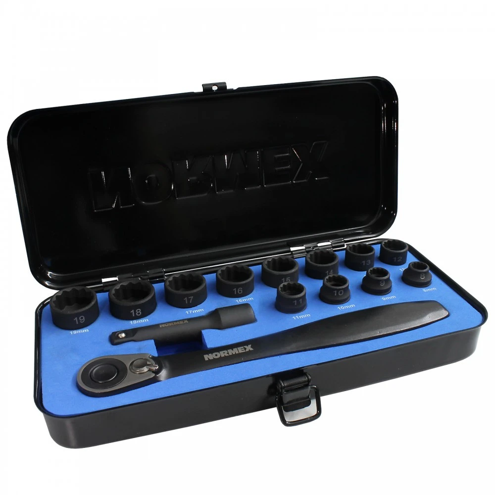 Profi Kompakt-Steckschlüssel-Satz 3/8" 14-teilig Mit Metallkassette 3 Profi Kompakt-Steckschlüssel-Satz 3/8" 14-teilig Mit Metallkassette