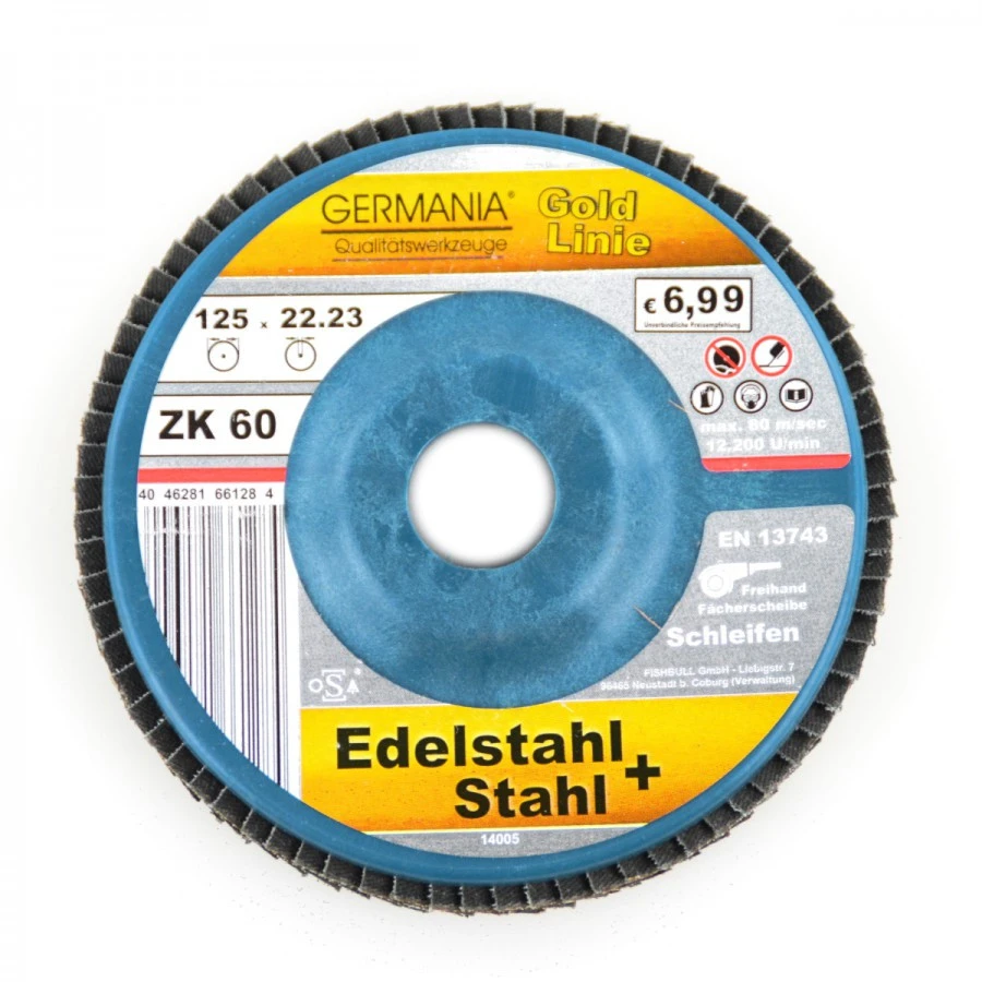 Fächerscheibe 125x22,23 ZK60 Edelstahl Stahl Schleifscheibe Lamellenscheibe 3 Fächerscheibe 125x22,23 ZK60 Edelstahl Stahl Schleifscheibe Lamellenscheibe