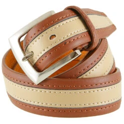 Herren Gürtel Länge 115-135 Cm Hellbraun-weiß