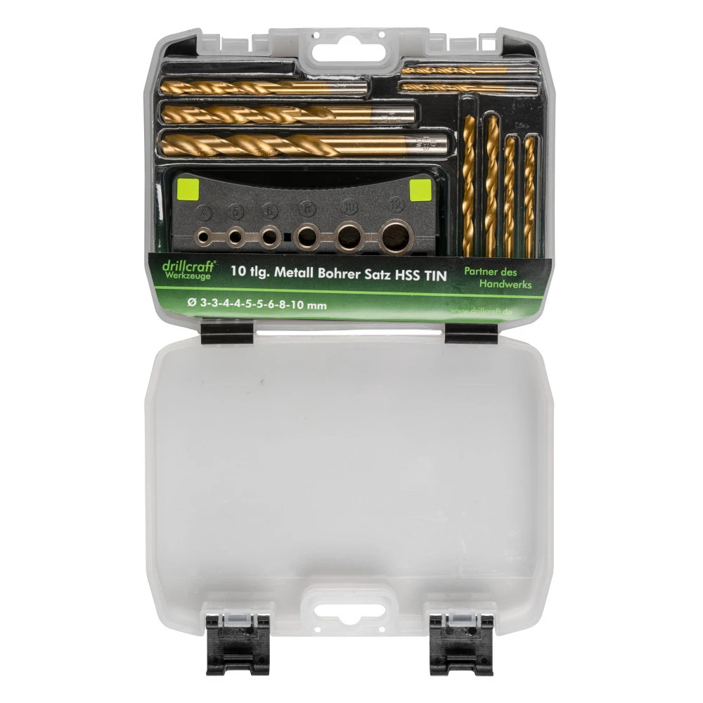HSS TIN Bohrersatz 10-teilig, 2-10 Mm, Mit Bohrhilfe 6 HSS TIN Bohrersatz 10-teilig, 2-10 Mm, Mit Bohrhilfe – Bild 4